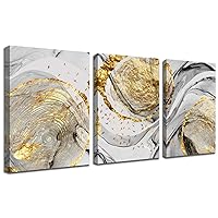 RUIFENGL Gold and Black Abstract Wall Art Abstract Marble Texture Pattern Golden Fluid Black White Grey Ink Pictures Canvas Prints Wall Art for Bedroom Living Room Home Office 12