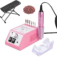 Subay Professional Finger Toe Nail Care Electric Nail Drill Machine with 6 Heights Adjustable Pedicure Foot Rest
