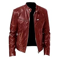 Leather Jackets For Men,Slim Fit Motorcycle Jacket Men Vintage Biker Bomber Jacket Fleece Lined Coat Windbreaker