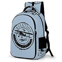 Aviation and Airplane Stamp Silhouettes Travel Backpack Double Layers Laptop Backpack Durable Daypack for Men Women