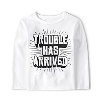The Children's Place baby boys Trouble Has Arrived Graphic Long Sleeve T Shirt