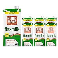 Good Karma Unsweetened Flaxmilk, 32 Ounce (Pack of 6), 0g Sugar + 1200mg Omega-3 Per Serving, Plant-Based Non-Dairy Milk Alternative, Lactose Free, Nut Free, Vegan, Shelf Stable