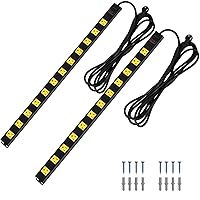 Suraielec 2-Pack 12 Outlet Long Metal Power Strip, 15FT Cord Surge Protector, Angled Flat Plug, Wide Spaced Outlet Bar, 15A Breaker, Wall Mountable, Industrial Heavy Duty for Work Bench, Shop, Garage