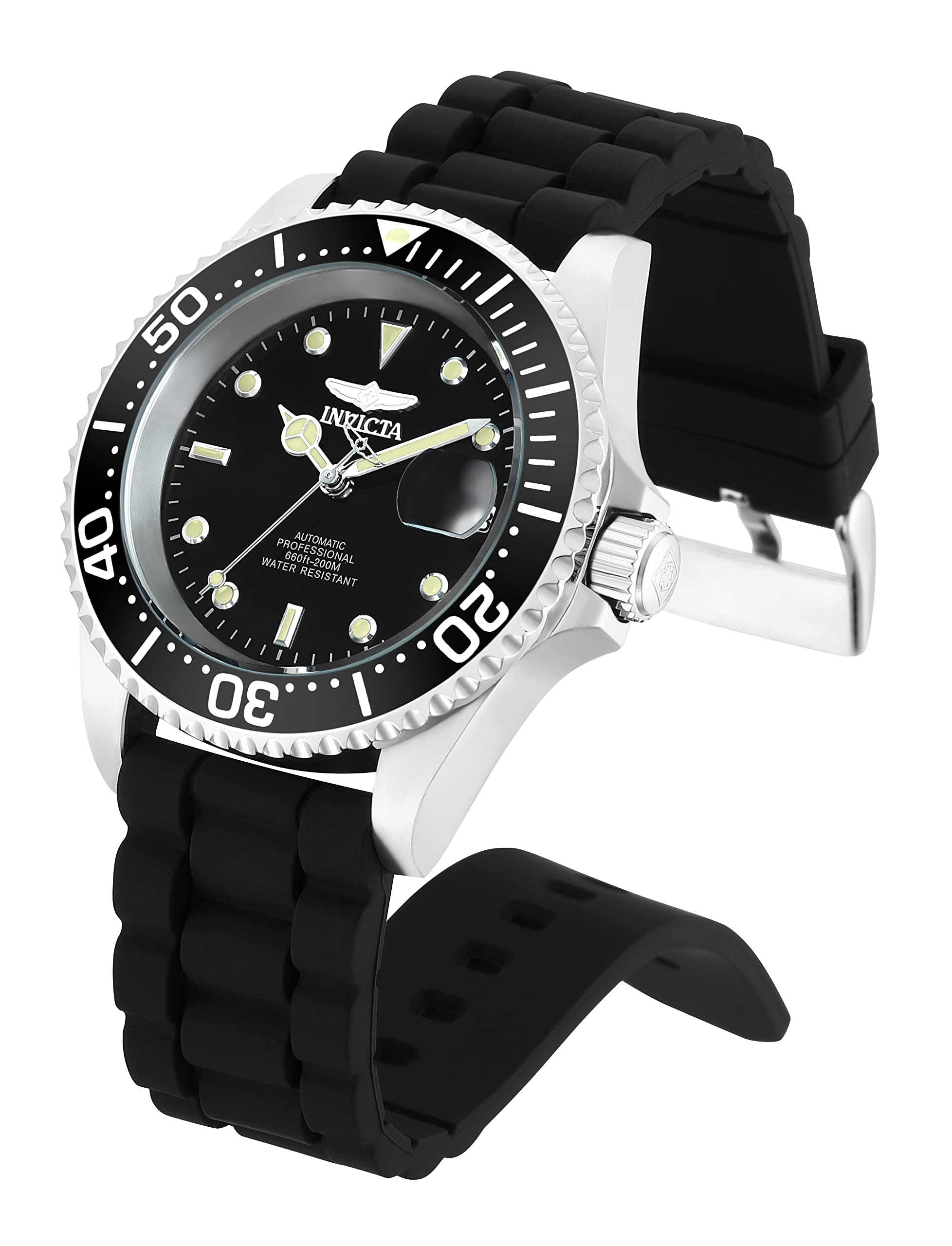 Invicta Men's Pro Diver Automatic Watch with Silicone Band, Black (Model 23678)