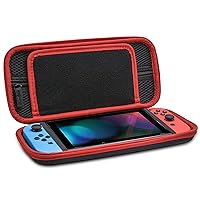Carry Case Compatible with Nintendo Switch - Protective Hard Portable Travel Carry Case Shell Pouch for Nintendo Switch Console & Accessories-Black Red