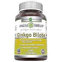 Amazing Formulas Ginkgo Biloba Supplement | 60 Mg | 120 Capsules | Non-GMO | Gluten Free | Made in USA