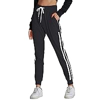 SPECIALMAGIC Women's Jogger Pants Athletic 2-Stripe Drawstring Sweatpants Pockets Workout Track Pants Loungewear