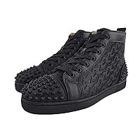 Christian Louboutin Lou Spikes Black Leather High Top Men's Sneakers