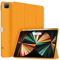 Soke 12.9 Inch Case with Pencil Holder, Full Protection + Apple Pencil Charging 2nd Generation Auto Wake/Sleep, Soft TPU Back iPad Pro 5 Inch (Citrus)