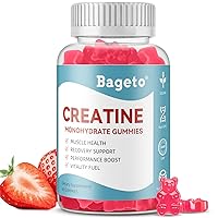 Bageto Creatine Monohydrate Gummies for Men Women,Flavored Creatine for Muscle Growth, Recovery Faster, Preworkout with Creatine,Vegan,Gluten-Free,5g Supplement Gummies-Strawberry 60 Gummies