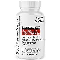 Natural Blood Pressure Supplement w/ Hawthorn Hibiscus & High Potency Diuretic Herbs & Vitamins to Lower Water Retention & BP Support | Heart & Circulatory System Pills for Cardiovascular Health