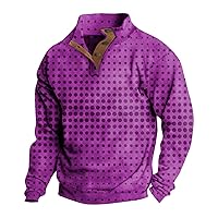 Men's Henley Pullover Sweatshirts Fashion Novelty Graphic Long Sleeve Shirts Casual Loose Fit Button Up Pullovers