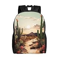 Cactus Nature Scenery Laptop Backpack Water Resistant Travel Backpack Business Work Bag Computer Bag For Women Men