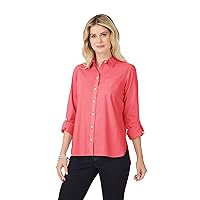 Foxcroft Women's Cole Long Sleeve with Roll Tab Stretch Solid Shirt