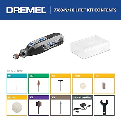 Dremel Lite 7760 N/10 4V Li-Ion Cordless Rotary Tool Variable Speed  Multi-Purpose Rotary Tool Kit + Dremel 726-01 Cleaning & Polishing Rotary  Tool