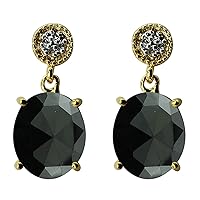 Carillon Pink Opal Oval Shape Gemstone Jewelry 925 Sterling Silver Drop Dangle Earrings For Women/Girls | Yellow Gold Plated