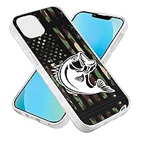 Camouflage American Flag Bass Fishing Protective Phone Case Ultra Slim Case Shockproof Phone Cover Shell Compatible for iPhone 14