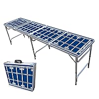 8-Foot Folding Portable Pong Table w/Optional Cup Holes & LED Lights - Indianapolis Football Field (Choose Your Model)