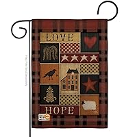 Primitive Collage Love Hope Garden Flag Country Living Farm Western Barn American Rustic Cowboy Rural Ranch House Decoration Banner Small Yard Gift Double-Sided, Made in USA