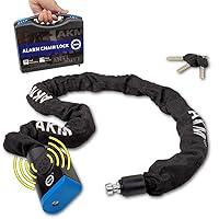 AKM Safe 80db Alarm 4ft/120cm Long Anti Theft Heavy Duty Motorcycle Chain Lock 3/8''/10mm Thick Weather Proof Durable Chains with 3 Customized Keys,Ideal for Bikes,Bicycles,Scooters,Moped