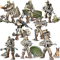 Special Forces Mini Military Action Figure with Weapons and Accessories Building Blocks Playset, 8 PCS 1:36 Scale Army Men Figure, Multiple Movable Joints, Best Gift for Kids 8 9 10