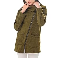 Pockets Long Sleeve Coats For Women Cashmere Side Zipper Jacket Sweatshirt Solid Color Long Sleeve Cardigan Fall