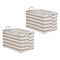 DII Laundry Storage Collection, PE Coated Collapsible Bin with Handles, Stone Stripe, Extra-Large Set, 12.5x17.5x10.5