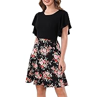 Aphratti Women’s Summer Dresses Flutter Short Sleeve Cute Casual Fit and Flare Flowy Dress