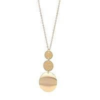 PERNNLA PEARL Long Disc Pendant Necklace for Women 18K Gold Plated Sweater Chain Fashion Jewelry