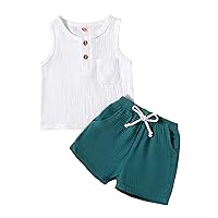 Toddler Boys Clothes Set Little Boys Girls Unisex Baby Shorts T-shirt 2pcs Cotton Linen Summer 2PCS Outfits
