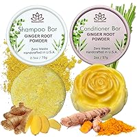 Relaxcation Organic Ginger Root SOLID Shampoo Bar and Conditioner Bar for Hair Growth & Hydrating | GINGER ROOT, CAMELINA OIL, TURMERIC, LEMONGRASS | Organic Ingredients | Handmade in USA