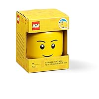 Room Copenhagen, Lego Storage Heads Stackable Storage Container - Buildable Organizational Bins for Kid’s Toys and Accessories - 4.02 x 4.02 x 4.53in - Mini, Boy, Holds 100 Bricks