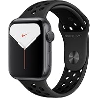Apple Watch Nike Series 5 (GPS, 44MM) Space Gray Aluminum Case with Anthracite/Black Nike Sport Band (Renewed)
