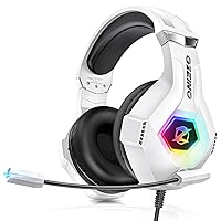 Gaming Headset for PC, PS4, PS5, Xbox Headset with 7.1 Surround Sound, Gaming Headphones with Noise Cancelling Mic RGB Light Over Ear Headphones for Xbox Series X/S, Switch