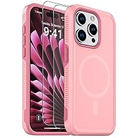 Magnetic for iPhone 15 Pro Case, [Compatible with Magsafe] [10 FT Military Grade Anti-Drop] [with Tempered Glass Screen Protector] Phone Case for iPhone 15 Pro 6.1 inch -Pink