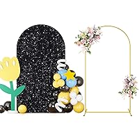 Black Arch Cover Arch Backdrop Stand Wedding Arch Cover 7.2 FT Sequin Arch Cover Glitter Spandex Arch Cover Round Top Chiara Arch Backdrop Wedding Arch Stand for Baby Shower Birthday Party