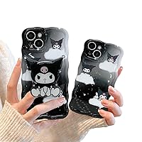 Cartoon Kawaii Phone Case Compatible for iPhone 15 Pro Max, Cute Kawaii Design Shockproof Phone Case for Women Girls Gift for iPhone 15 Pro Max 6.7inch (with Stand) Black