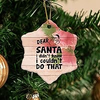 Dear Santa I Didn’t Know I Couldn’t Do That Housewarming Gift New Home Gift Hanging Keepsake Wreaths for Home Party Commemorative Pendants for Friends 3 Inches Double Sided Print Ceramic Ornament.