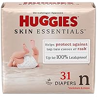 Huggies Size Newborn Diapers, Skin Essentials Baby Diapers, Size Newborn (6-9 lbs), 31 Count