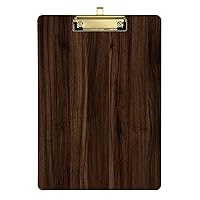 ALAZA Brown Wood Print Clipboards for Kids Student Women Men Letter Size Plastic Low Profile Clip, 9 x 12.5 in, Golden Clip