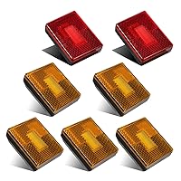 Partsam 8 Pcs(6 Amber + 2 Red) Square LED Trailer Side Marker Light with Reflector Stud Mount 3LED, 2-4/5