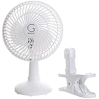 6-Inch Clip Convertible Table-Top & Clip Fan Two Quiet Speeds - Ideal For The Home, Office, Dorm, More White (A1CLIPFANWHITE)