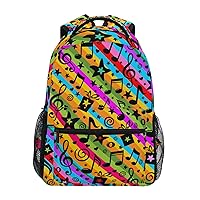 ALAZA Rainbow Music Notes Stars Musical Backpack Purse with Multiple Pockets Name Card Personalized Travel Laptop School Book Bag, Size S/16 inch