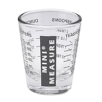 Kolder Mini Measure Heavy Glass, 20-Incremental Measurements Multi-Purpose Liquid and Dry Measuring Shot Glass, Black