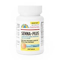 Senna Plus Natural Laxative with Stool Softener, Docusate Sodium 50mg, Sennosides 8.6mg, 200 Tablets (Pack of 1)