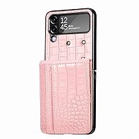 Wallet Case for Samsung Galaxy Z Flip 4,PU Leather Flip Case Cover RFID Blocking Card Slots Stand Function Shockproof Cover Slim Fit Protective Phone,Pink
