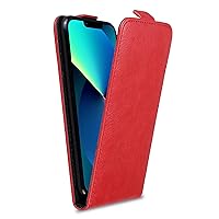 Case Compatible with Apple iPhone 13 in Chili RED - Flip Style Case Made of Smooth Faux Leather - Wallet Etui Cover Pouch PU Leather Flip