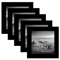 Americanflat 5x5 Picture Frame Set of 5 in Black - Square Picture Frames Collage Wall Decor with Plexiglass Cover, Hanging Hardware, and Easel - Gallery Wall Frame Set for Wall or Tabletop Display
