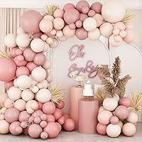 18Inch Boho Dusty Rose Pink Nude Mauve Neutral Brown Ivory White Balloons Balloon Arch Garland Kit, Baby Shower Balloons Girls, Boho Birthday Wedding Baby Shower Party Decorations for Girl