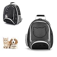 Pet Backpack for Dogs and Cats, Large Transparent Cat Backpacks, Foldable Breathable Dog Backpack, Cat Carrier Backpack with Internal Safety Strap for Hiking Travel Outdoors